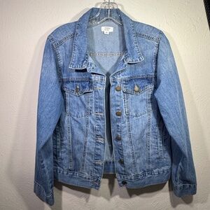 Crown & Ivy Stretch Denim Jacket, Size XL Blue with Copper Buttons